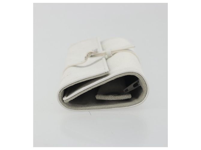 Christian Dior Trotter Canvas Roll Up Pouch White Silver Auth 192517A Silber Weiß - Ansicht 4