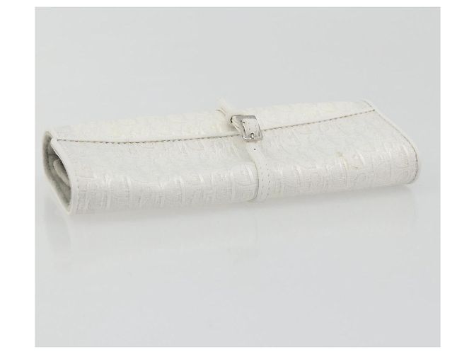 Christian Dior Trotter Canvas Roll Up Pouch White Silver Auth 192517A Silber Weiß - Ansicht 5