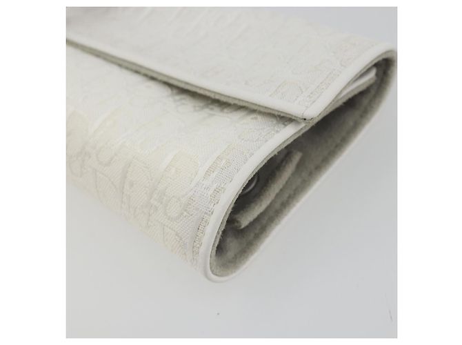 Christian Dior Trotter Canvas Roll Up Pouch White Silver Auth 192517A Silber Weiß - Ansicht 7