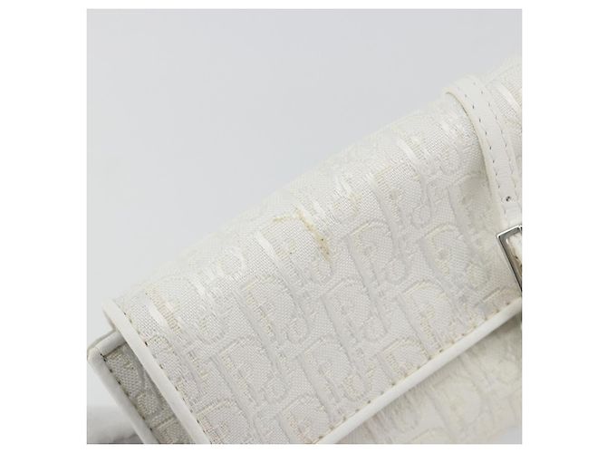Christian Dior Trotter Canvas Roll Up Pouch White Silver Auth 192517A Silber Weiß - Ansicht 8