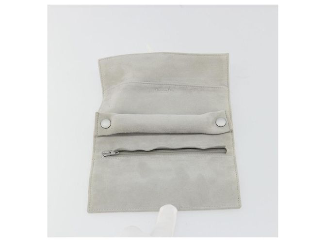Christian Dior Trotter Canvas Roll Up Pouch White Silver Auth 192517A Silber Weiß - Ansicht 9