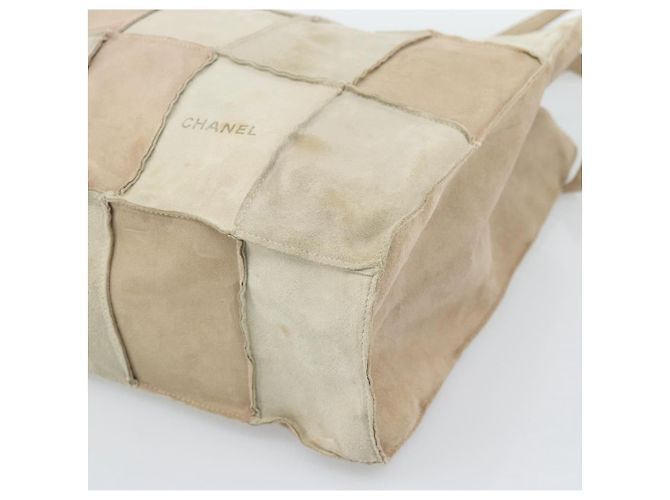 Borsa Tote CHANEL in camoscio beige CC Auth bs36562 - vista 9