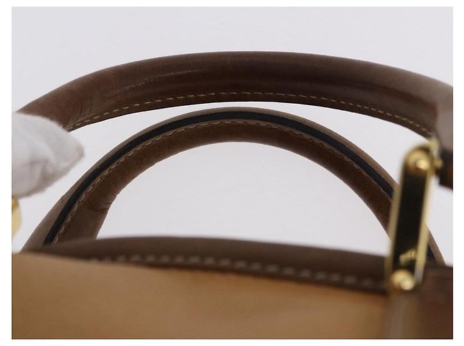 Borsa a mano LOEWE in pelle beige oro autentica bs36556 D'oro - vista 9