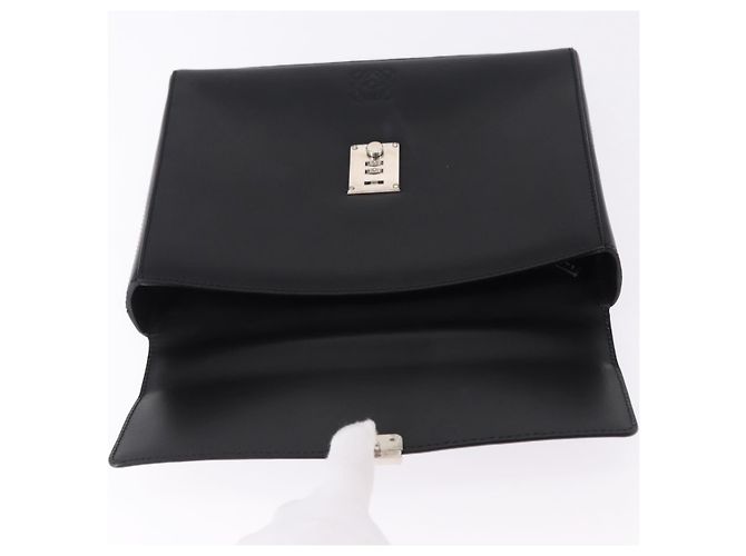 Borsa a mano LOEWE Anagram in pelle nera argento Auth 192474V Nero - vista 18