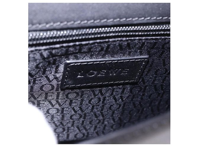 Borsa a mano LOEWE Anagram in pelle nera argento Auth 192474V Nero - vista 19