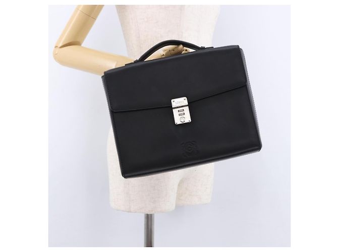 Borsa a mano LOEWE Anagram in pelle nera argento Auth 192474V Nero - vista 24