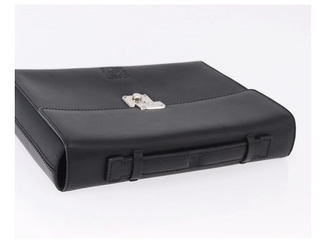 Borsa a mano LOEWE Anagram in pelle nera argento Auth 192474V Nero - vista 6