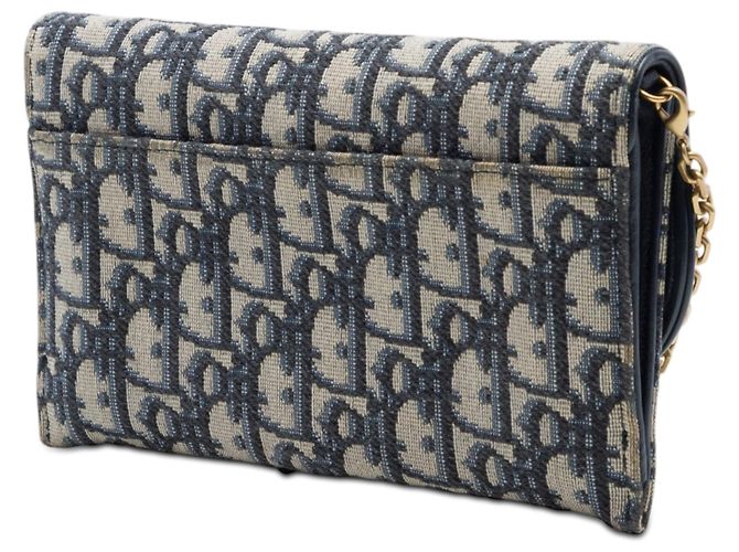Borsa a tracolla Saddle Wallet On Chain in tela Dior Oblique blu - vista 2
