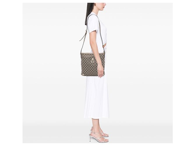 Borsa a tracolla Gucci GG Canvas Abbey D Ring bianca Bianco - vista 6