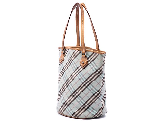 Borsa Tote Burberry Nova Check Canvas Blu - vista 2