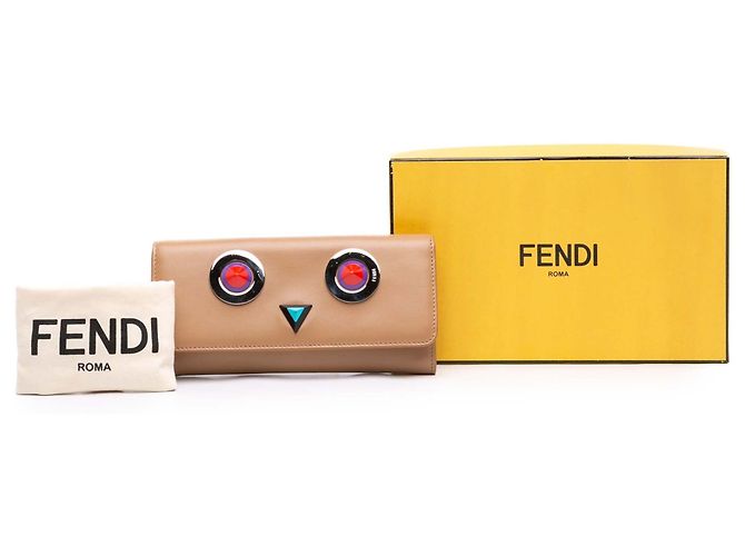 Carteira Longa Continental Fendi Hypnoteyes em couro bege - vista 7