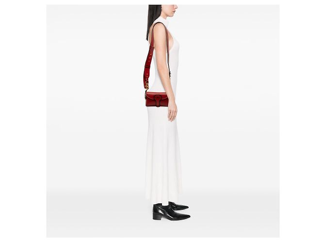 Mini borsa Saddle D Bee in pelle rossa Dior Rosso - vue 6