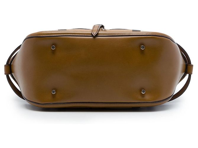 Borsa Burberry Medium House Check Canvas Bridle Owl Orchard Marrone - vista 3