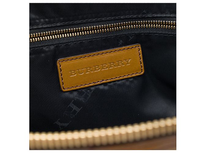 Borsa Burberry Medium House Check Canvas Bridle Owl Orchard Marrone - vista 5