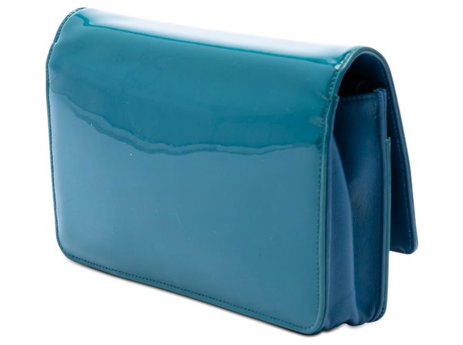 Borsa a tracolla Chanel CC Patent Wallet On Chain Blu - vista 2