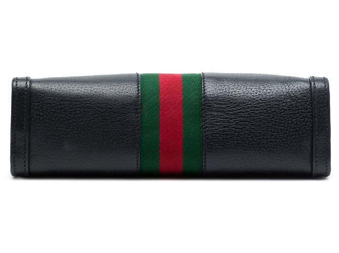 Borsa a tracolla Gucci Small Ophidia Chain in pelle di vitello nera con banda Web Nero - vista 3