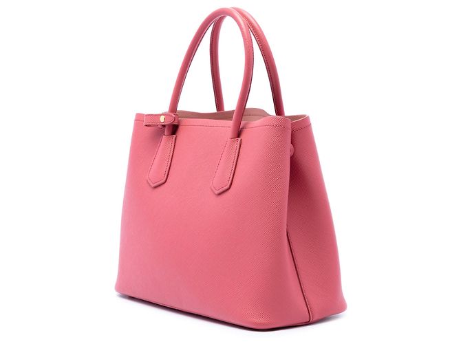 Sac à main double satchel Prada Medium Saffiano Cuir rose - vue 2