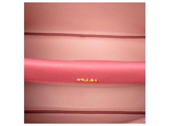 Sac à main double satchel Prada Medium Saffiano Cuir rose - vue 4