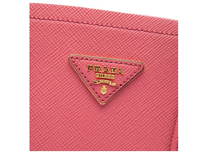 Sac à main double satchel Prada Medium Saffiano Cuir rose - vue 5