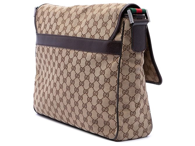 Borsa a tracolla con patta Gucci GG Canvas Web Beige - vista 2