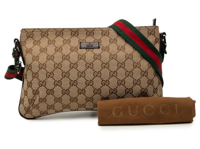 Borsa a tracolla Gucci GG Canvas Web beige - vista 7