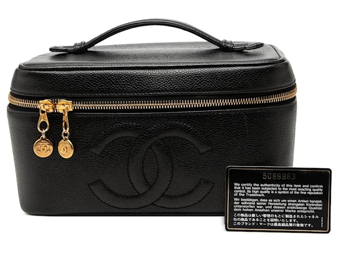 Borsa Vanity Chanel CC Caviar Nera Nero - vista 7