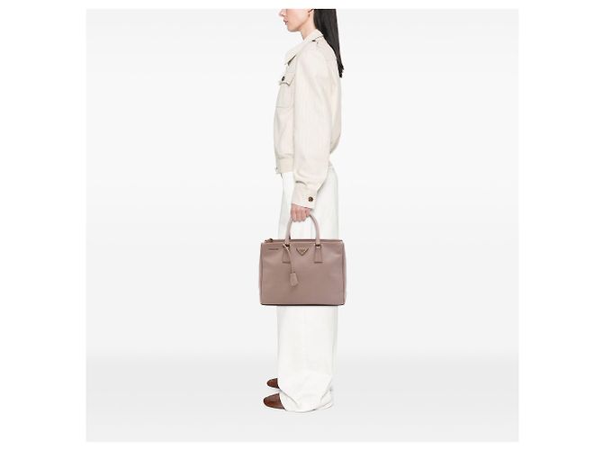Borsa Tote Prada Large Saffiano Lux Galleria Double Zip Marrone - vista 6