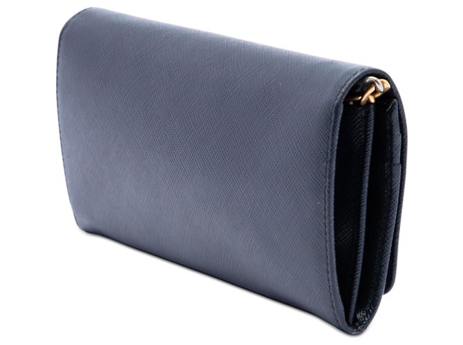 Borsa a tracolla Prada Saffiano Lux Wallet On Chain Blu - vista 2
