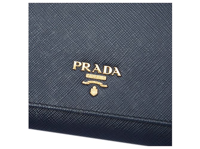 Borsa a tracolla Prada Saffiano Lux Wallet On Chain Blu - vista 5