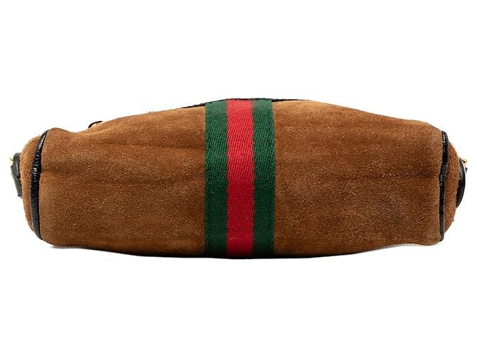 Borsa a Tracolla Mini Suede Web Ophidia Gucci Marrone - vista 3