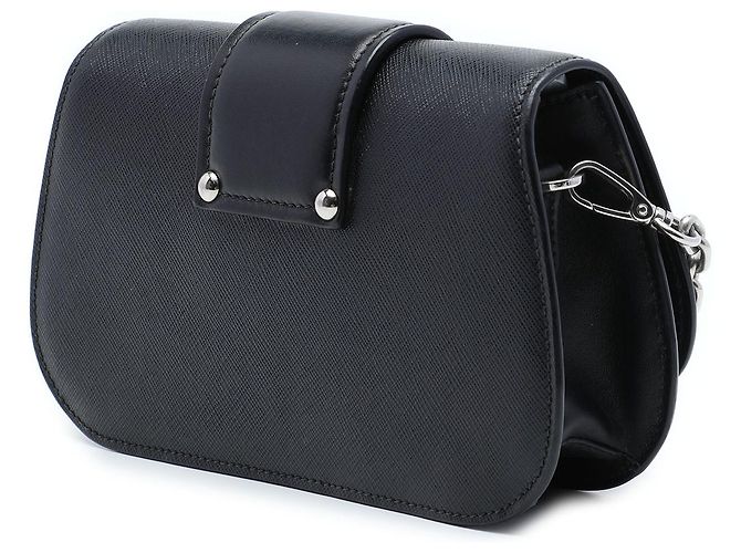 Borsa a tracolla Prada Sidonie in Saffiano e City Calf nera Nero - vista 2