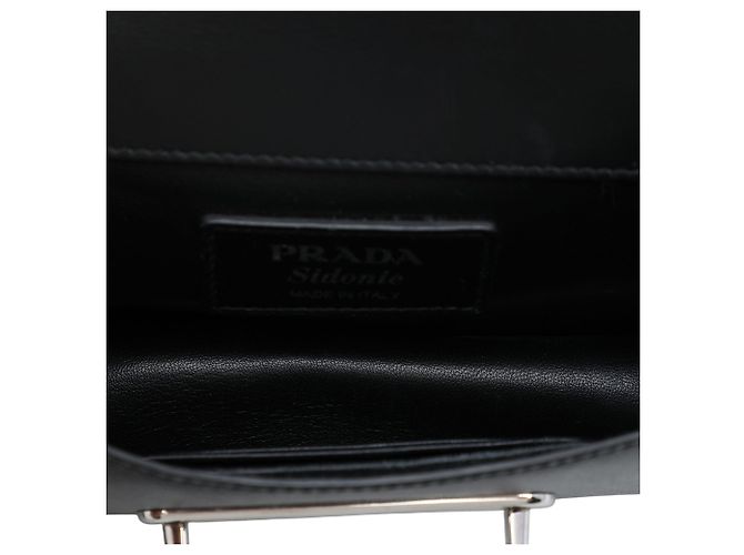 Borsa a tracolla Prada Sidonie in Saffiano e City Calf nera Nero - vista 4