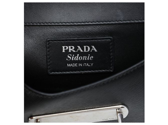 Borsa a tracolla Prada Sidonie in Saffiano e City Calf nera Nero - vista 5