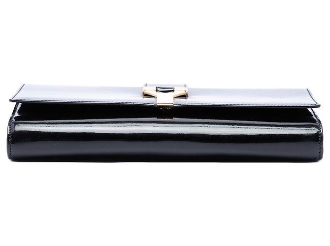 Clutch Saint Laurent Chyc Ligne in vernice nera Nero - vista 3