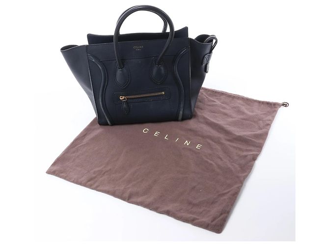 Céline Borsa a mano CELINE Luggage Micro in pelle blu navy - vista 11