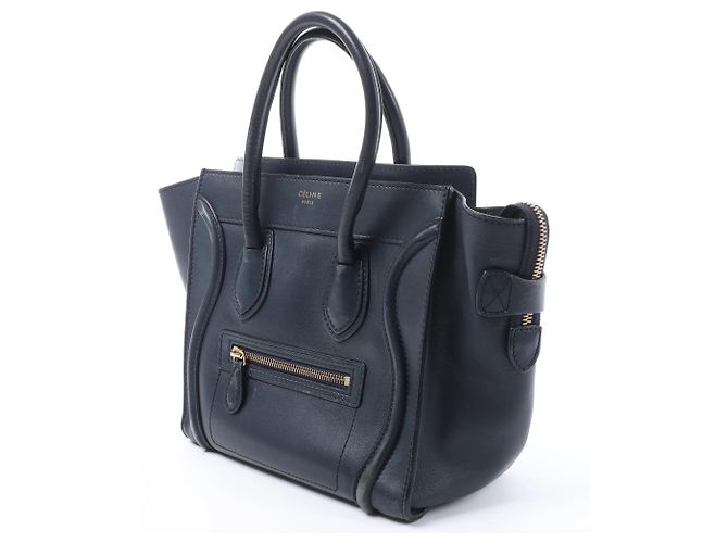 Céline Borsa a mano CELINE Luggage Micro in pelle blu navy - vista 2