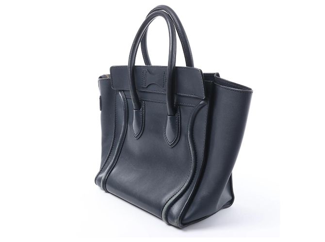 Céline Borsa a mano CELINE Luggage Micro in pelle blu navy - vista 4