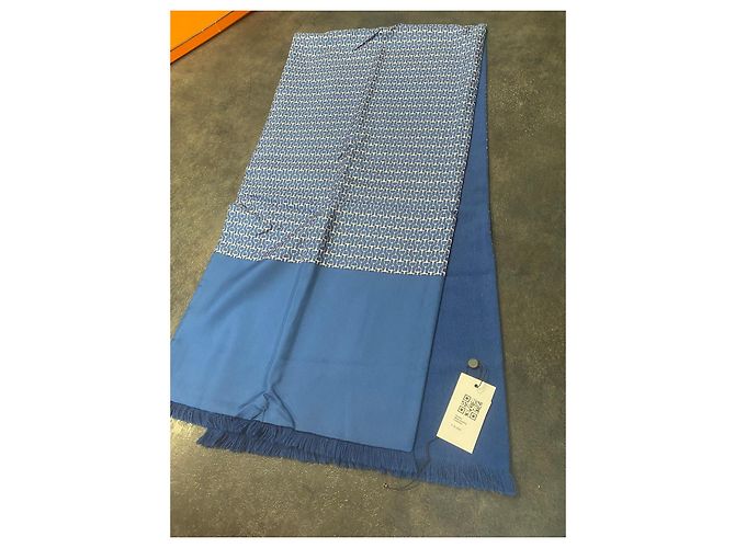 Hermès Angora-Schal Blau - Ansicht 4