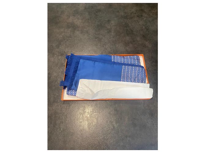 Hermès Angora-Schal Blau - Ansicht 8