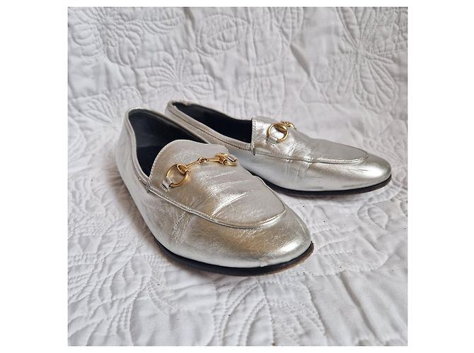 Mocassini Gucci Horsebit in pelle argento - vista 2