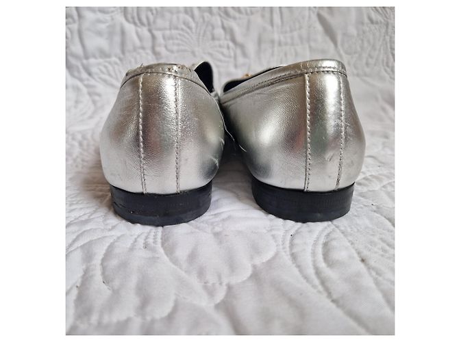 Mocassini Gucci Horsebit in pelle argento - vista 4