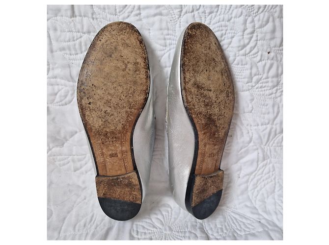 Mocassini Gucci Horsebit in pelle argento - vista 6