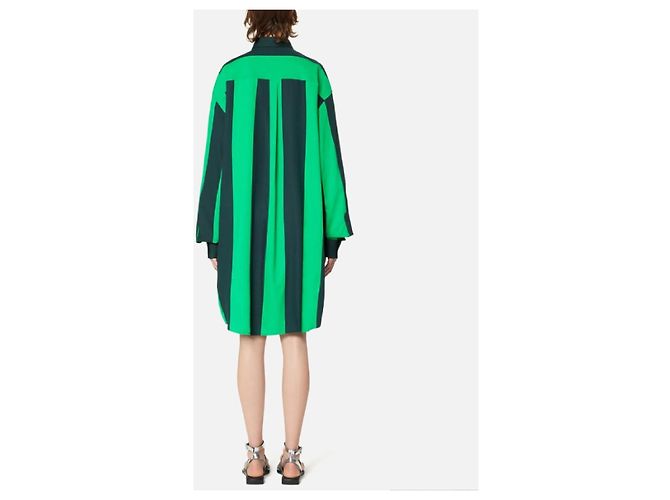 Autre Marque AMI Alexandre Mattiussi Abito Camicia Oversize a Righe Verde/Navy Blu scuro - vista 8