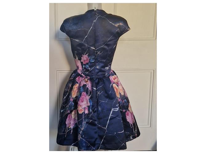 MSGM Kleid mit Blumen- und Marmormuster Pink Weiß Golden Dunkelblau - Ansicht 5