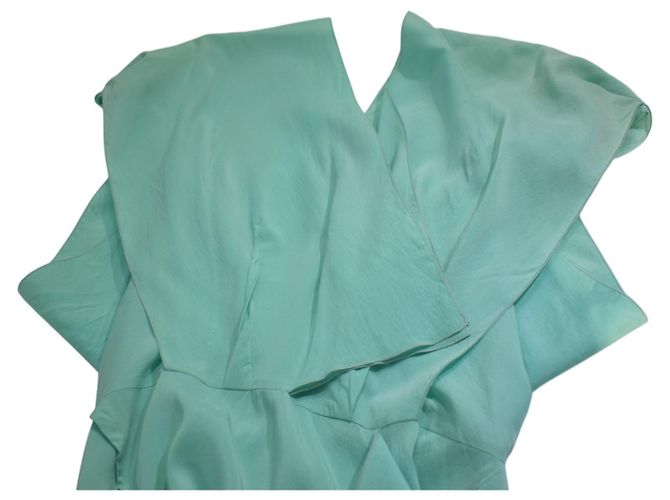 Roland Mouret Vestido Midi de Seda Drapeado Verde Menta Verde claro - vista 12