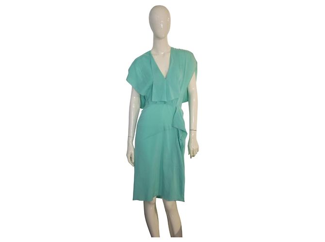 Roland Mouret Vestido Midi de Seda Drapeado Verde Menta Verde claro - vista 2