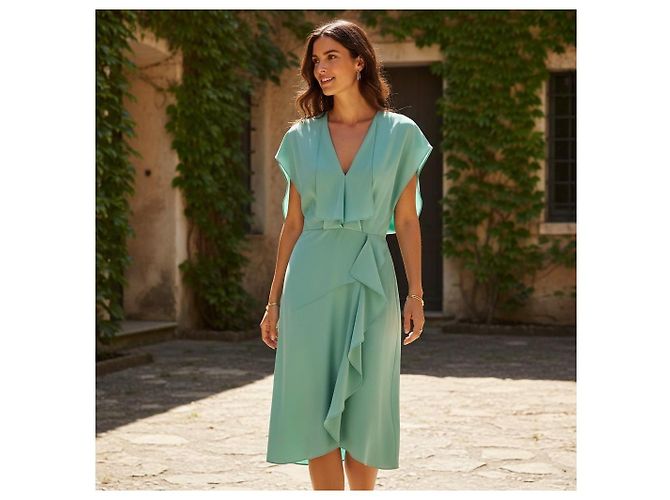 Roland Mouret Vestido Midi de Seda Drapeado Verde Menta Verde claro - vista 3