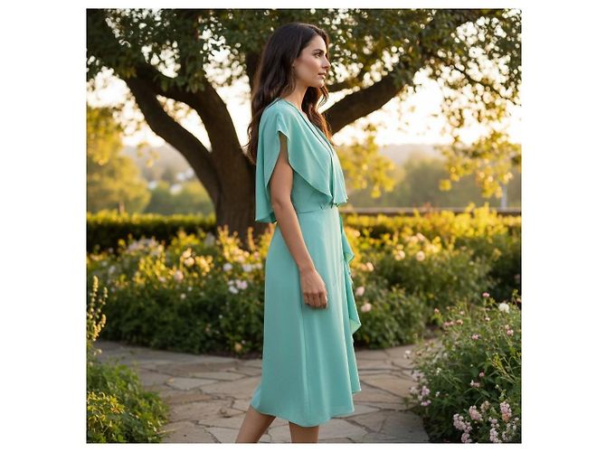 Roland Mouret Vestido Midi de Seda Drapeado Verde Menta Verde claro - vista 4