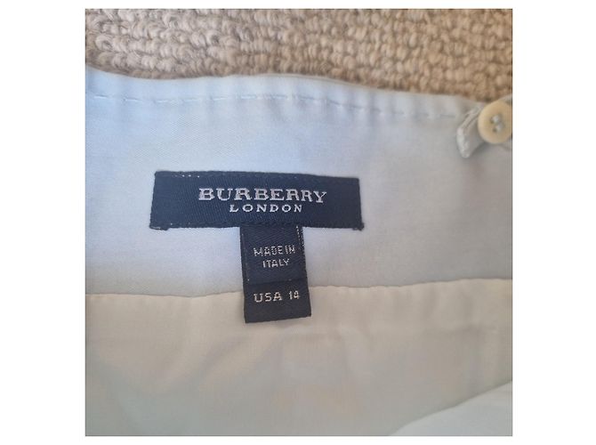 Burberry London Vestido de Algodón a Rayas Blanco Azul - vista 4