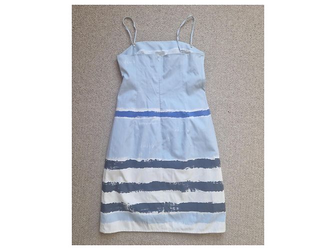 Burberry London Vestido de Algodón a Rayas Blanco Azul - vista 5